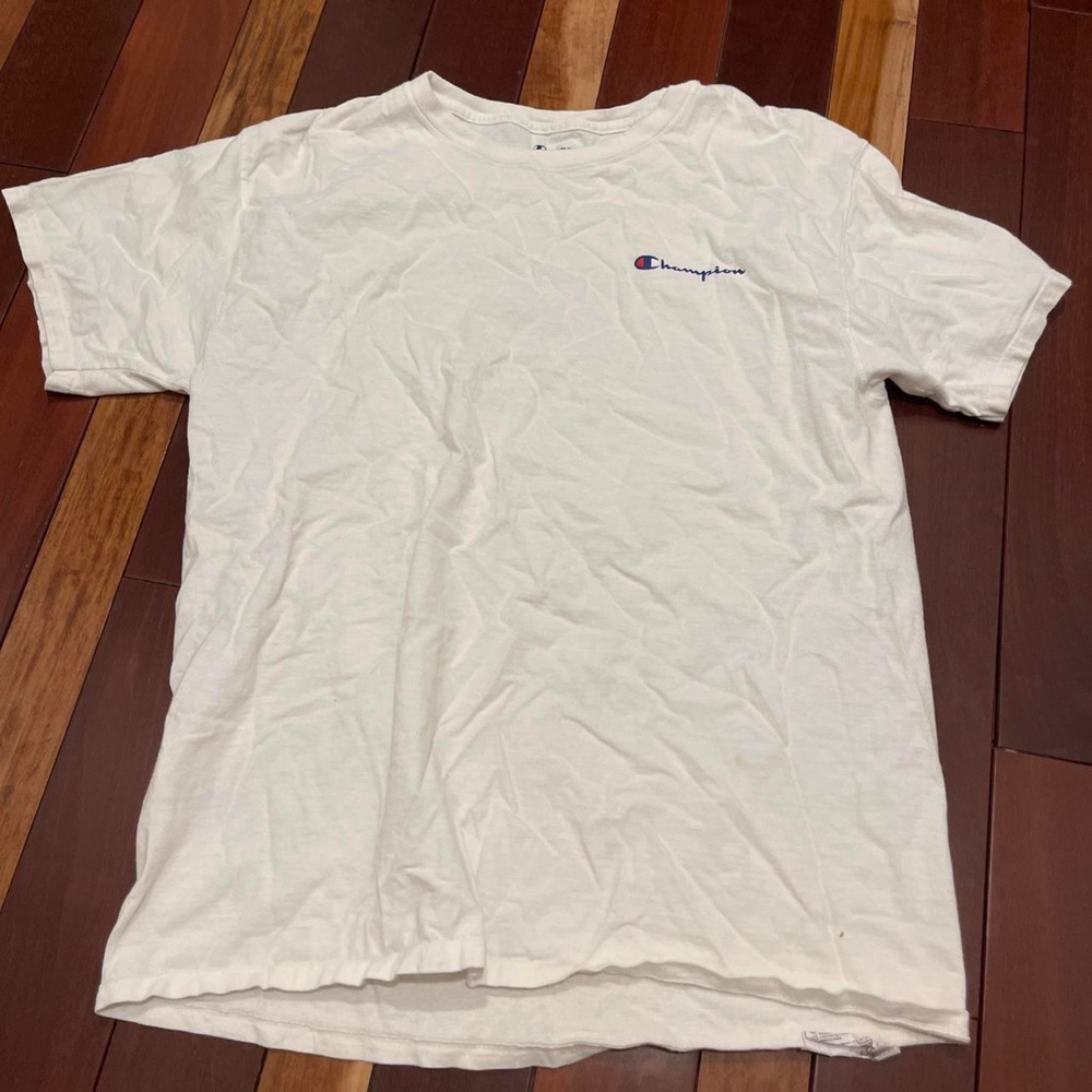 Champion Men's White Short Sleeve Crew Tee with Small Chest Logo